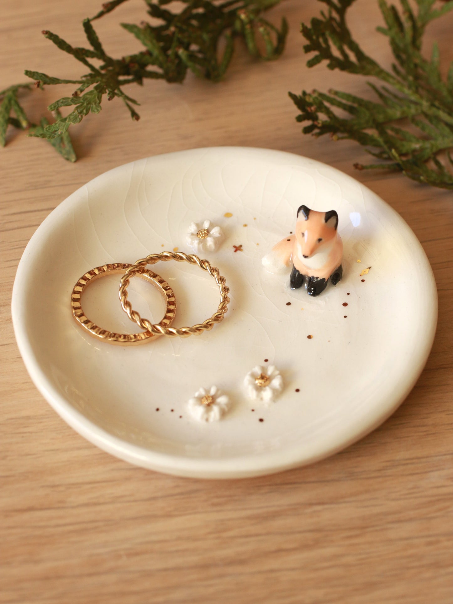 Fox Ring Dish - Porcelain jewelry dish