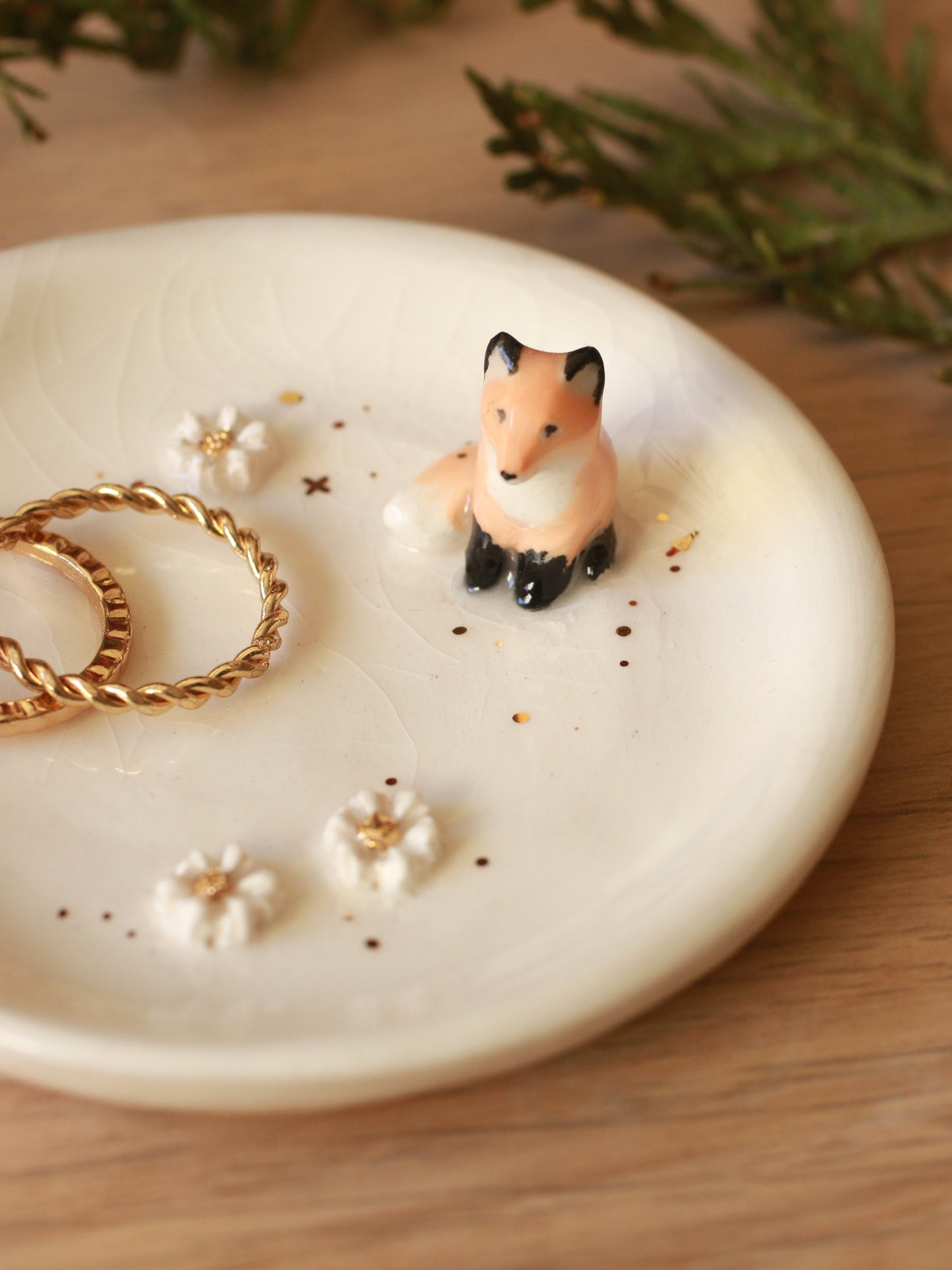 Fox Ring Dish - Porcelain jewelry dish