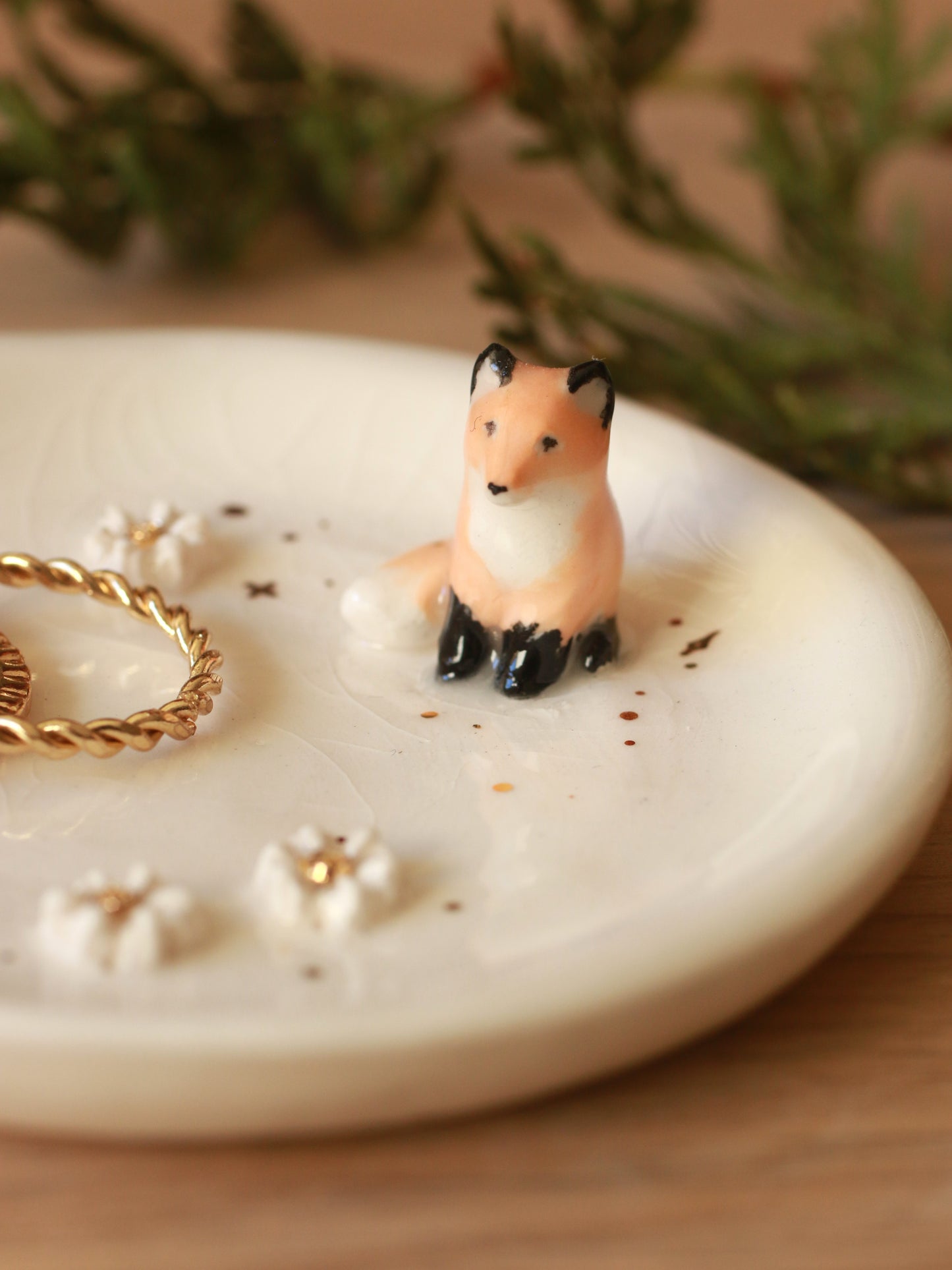 Fox Ring Dish - Porcelain jewelry dish