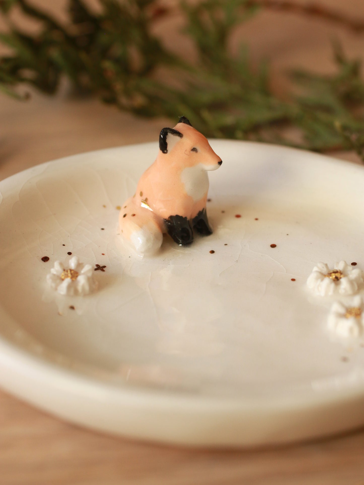 Fox Ring Dish - Porcelain jewelry dish