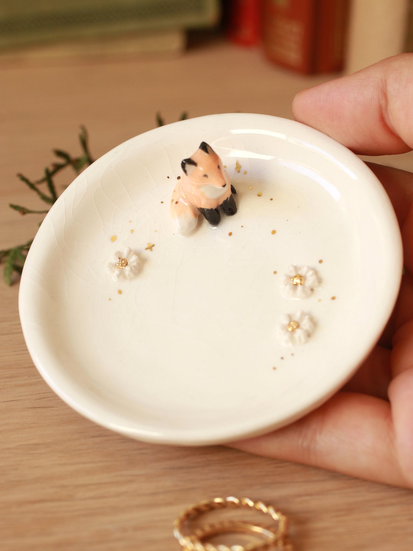 Fox Ring Dish - Porcelain jewelry dish