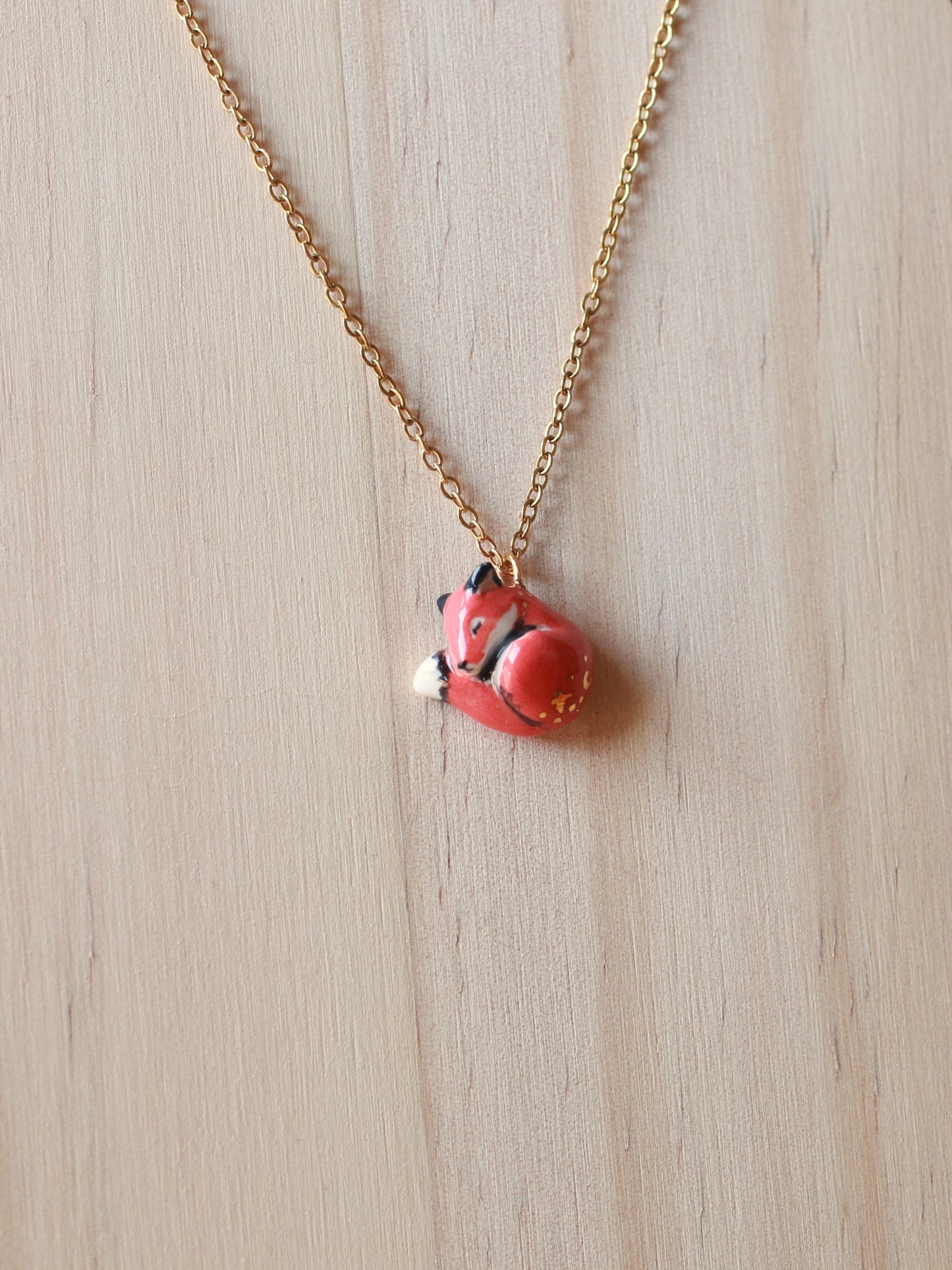 Sleeping Fox necklace in a walnut box