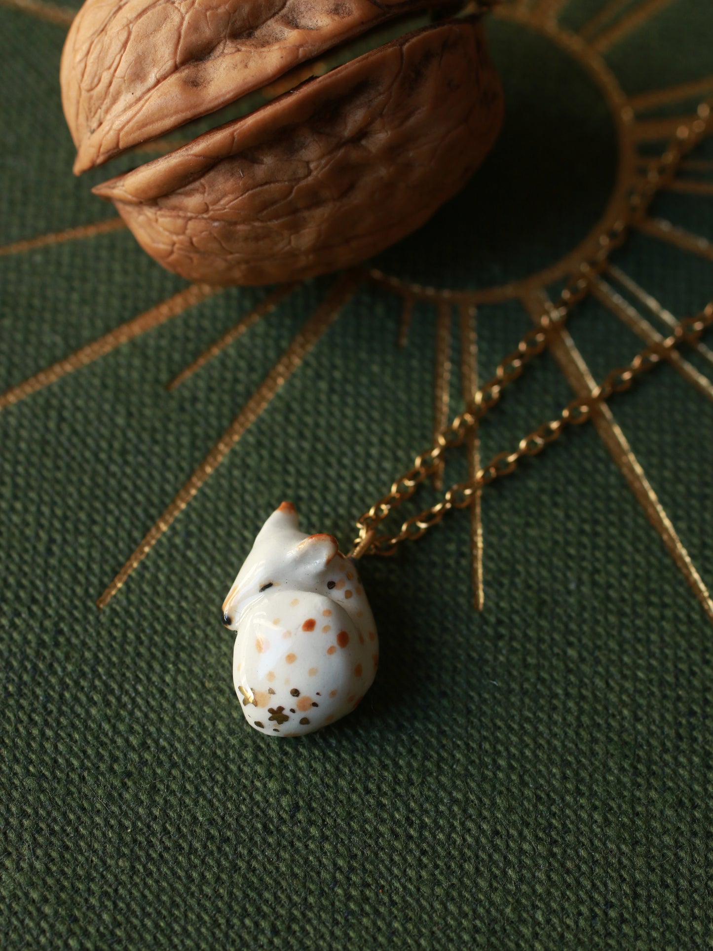 Piebald deer necklace in a walnut box