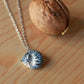 Sleeping grey tabby cat necklace in a walnut box
