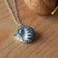 Sleeping grey tabby cat necklace in a walnut box