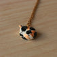 Sleeping calico cat necklace