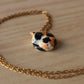 Sleeping calico cat necklace