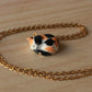 Sleeping calico cat necklace