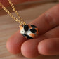 Sleeping calico cat necklace