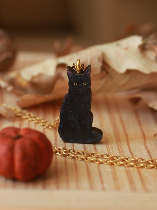 Black cat necklace