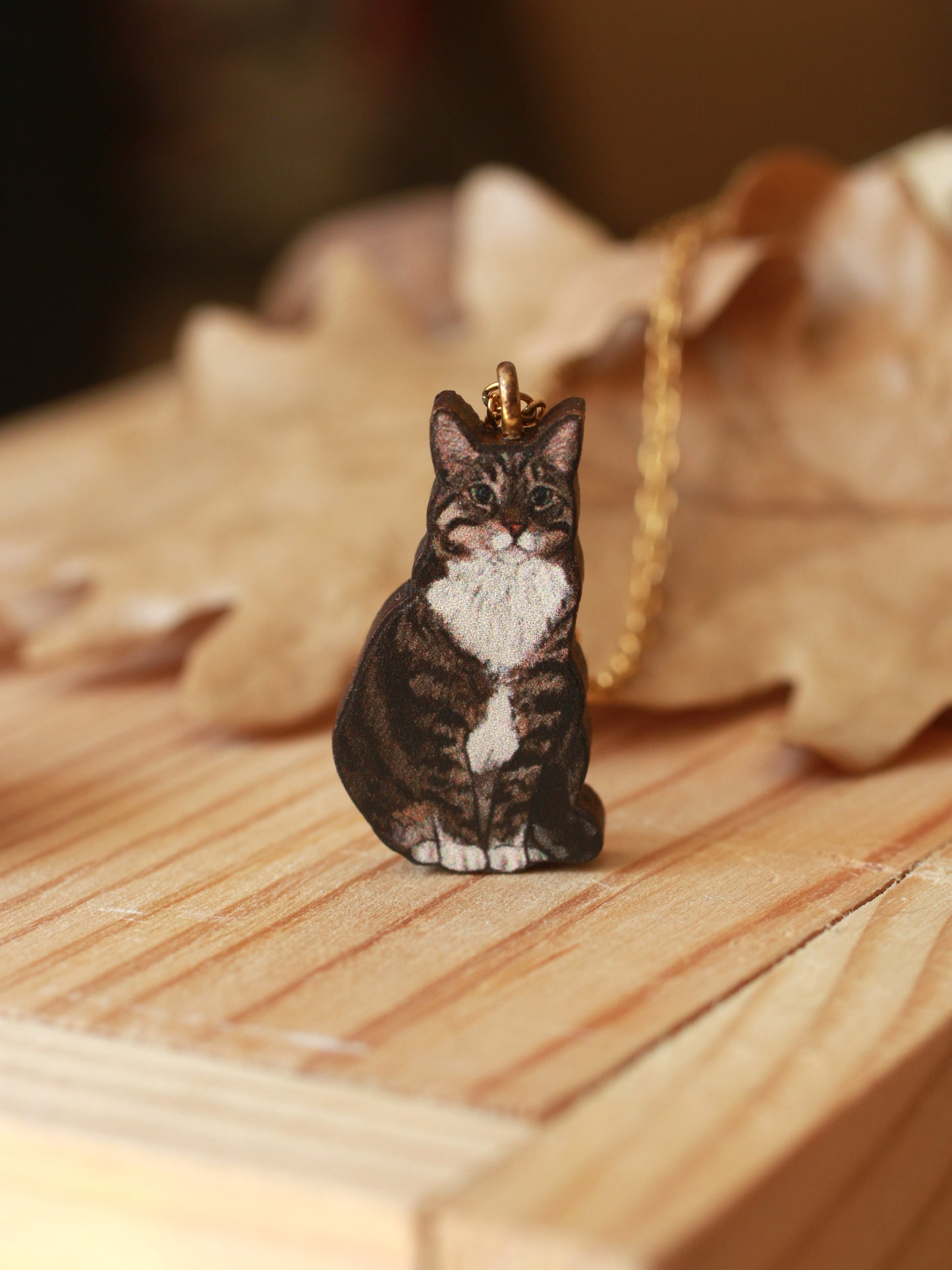 Domestic cat necklace - short hair cat pendant