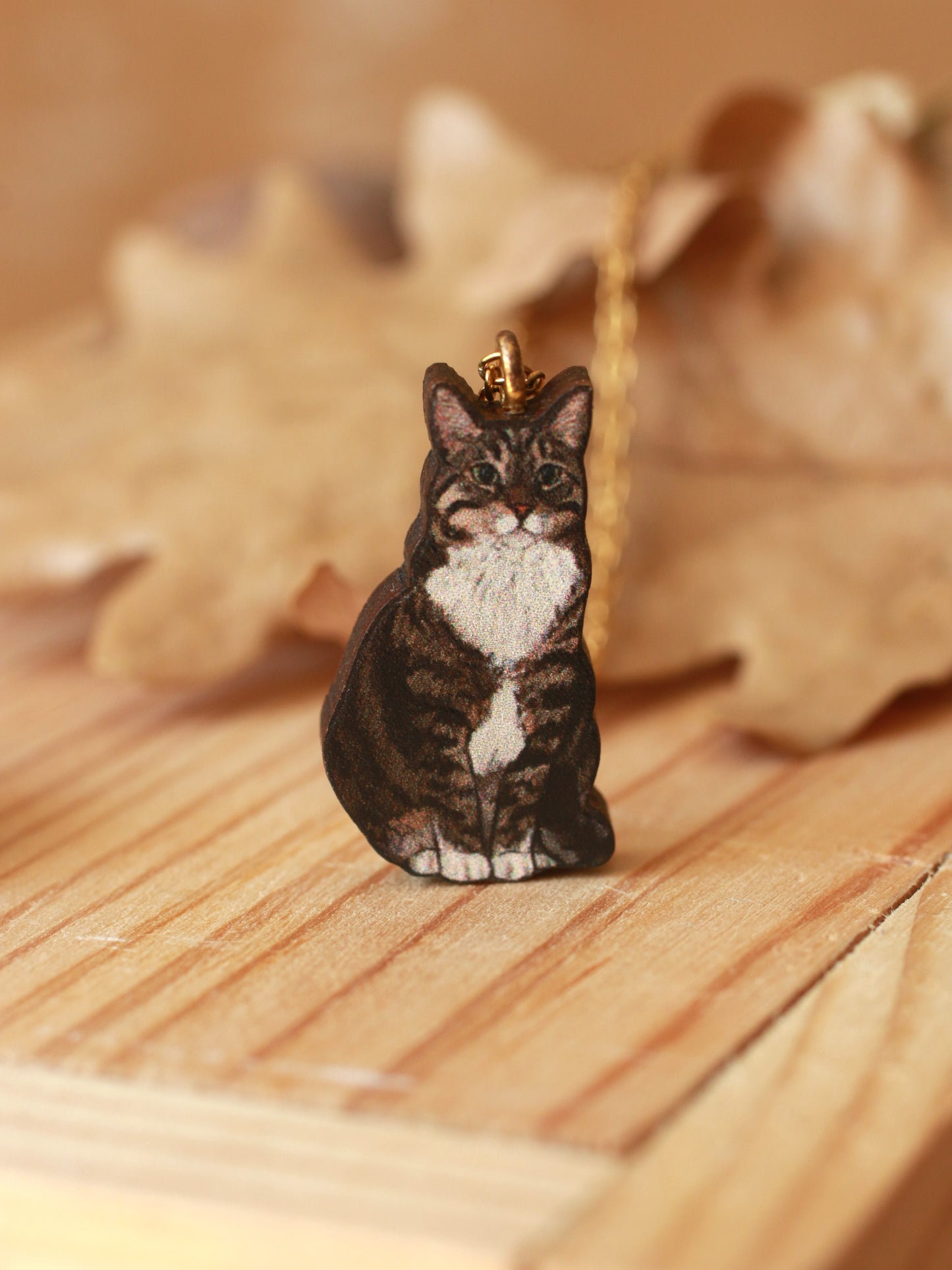 Domestic cat necklace - short hair cat pendant