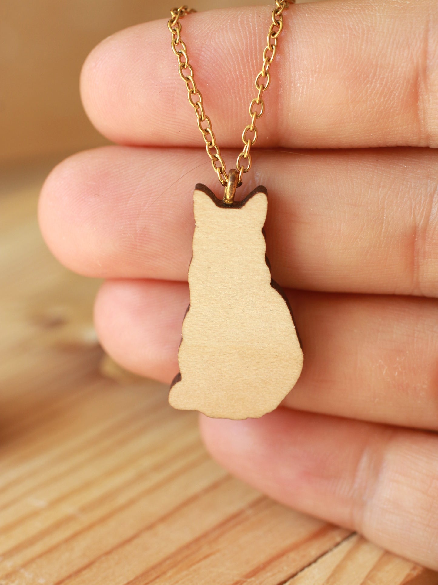 Domestic cat necklace - short hair cat pendant