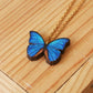 Blue Morpho butterfly - wooden necklace