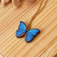 Blue Morpho butterfly - wooden necklace