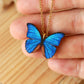 Blue Morpho butterfly - wooden necklace