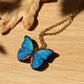 Blue Morpho butterfly - wooden necklace