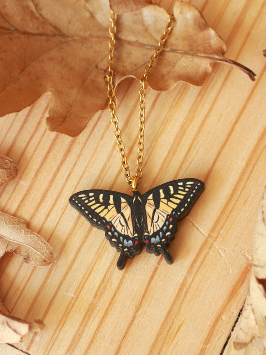 Tiger swallowtail butterfly necklace