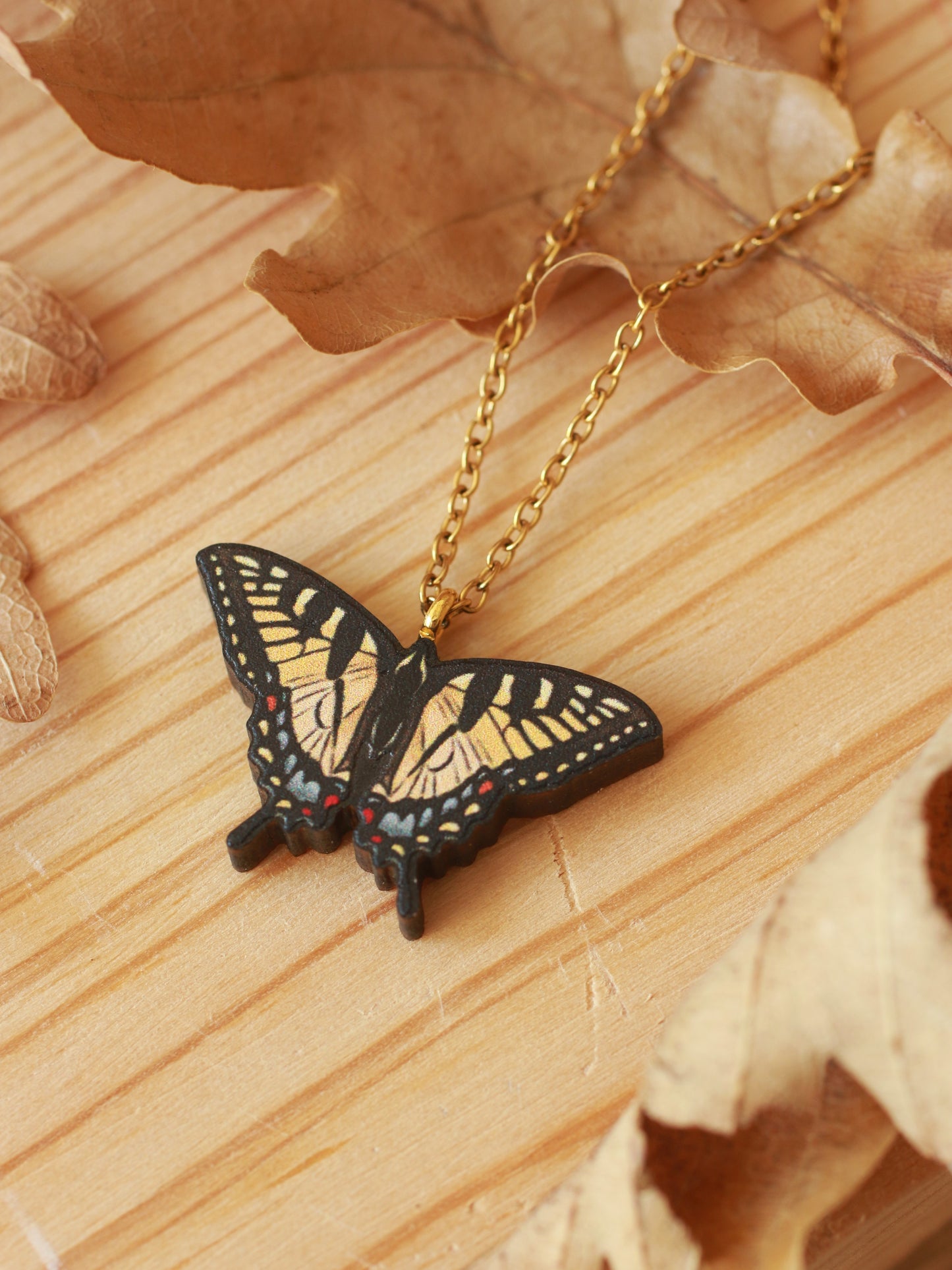 Tiger swallowtail butterfly necklace