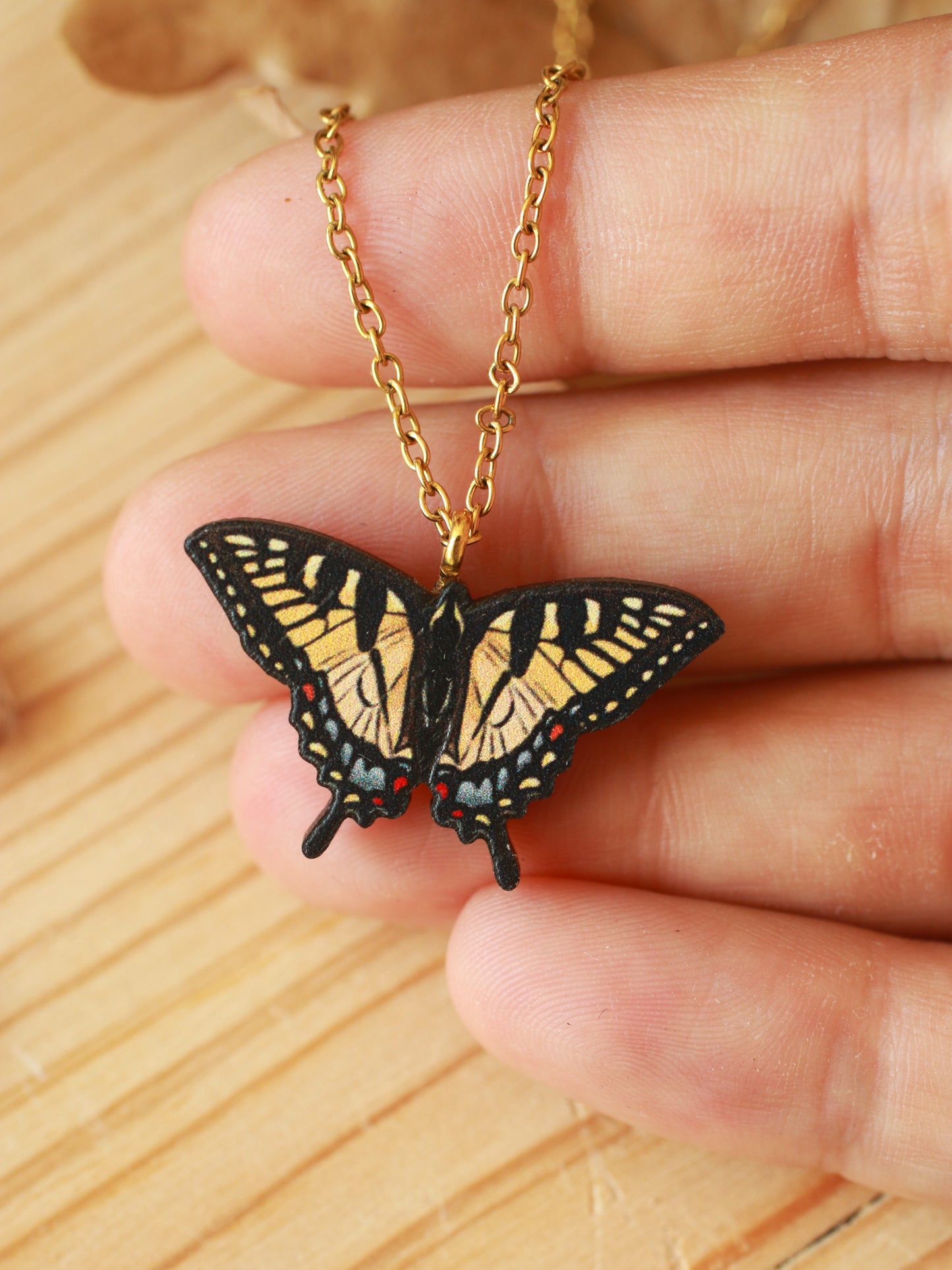 Tiger swallowtail butterfly necklace