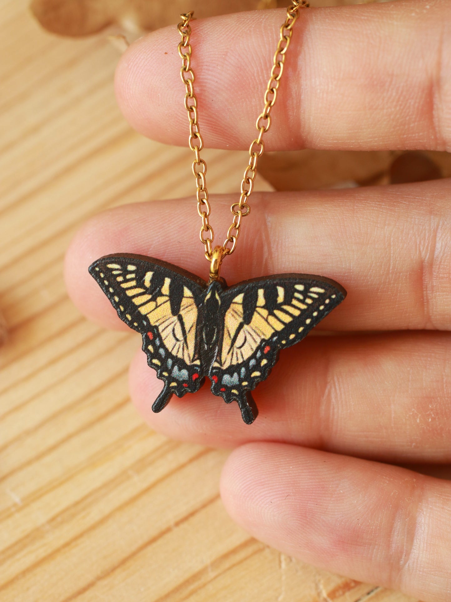 Tiger swallowtail butterfly necklace