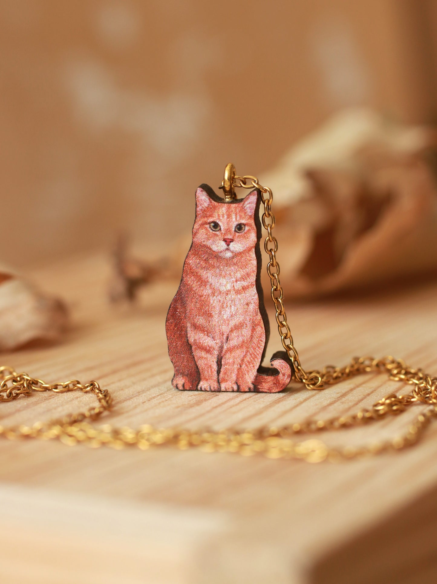 Orange tabby cat necklace