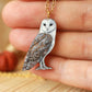 Barn owl necklace - wooden pendant