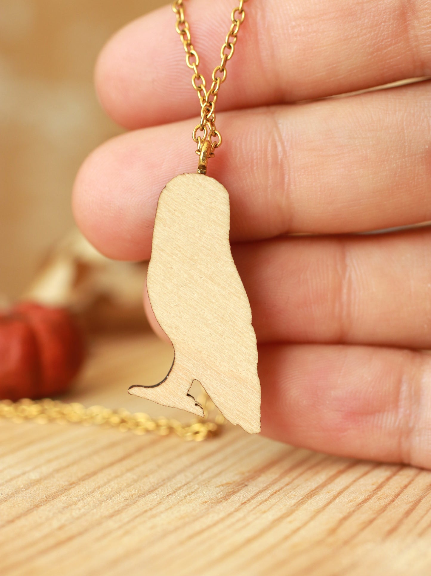 Barn owl necklace - wooden pendant