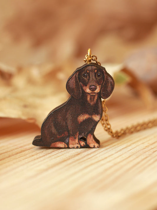 Brown Dachshund necklace