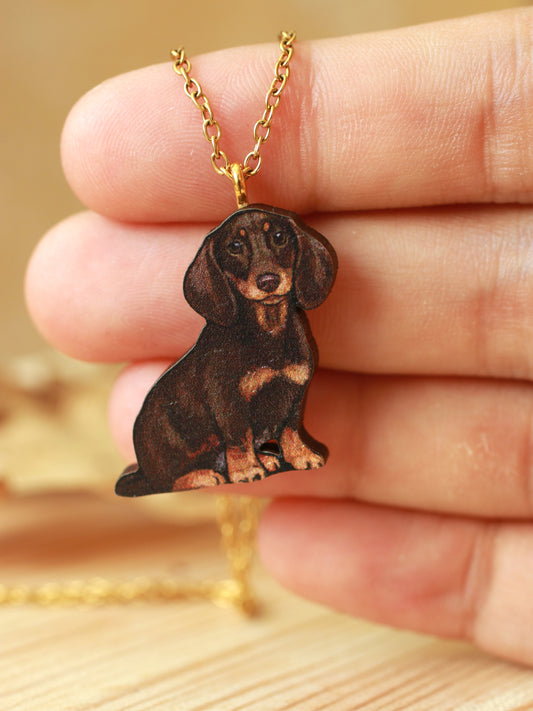 Brown Dachshund necklace