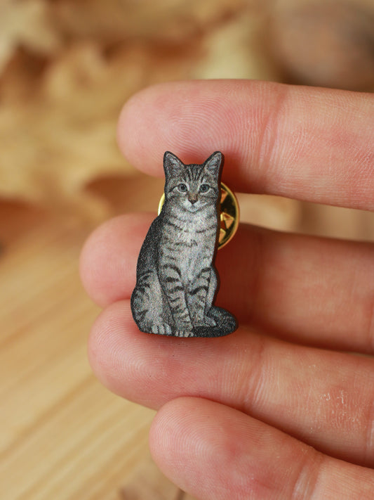 Tabby cat pin