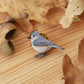 Tufted titmouse pin - wooden bird pin