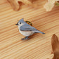 Tufted titmouse pin - wooden bird pin