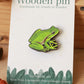 Tree Frog pin - wooden frog brooch