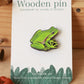 Tree Frog pin - wooden frog brooch