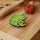 Tree Frog pin - wooden frog brooch