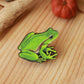 Tree Frog pin - wooden frog brooch