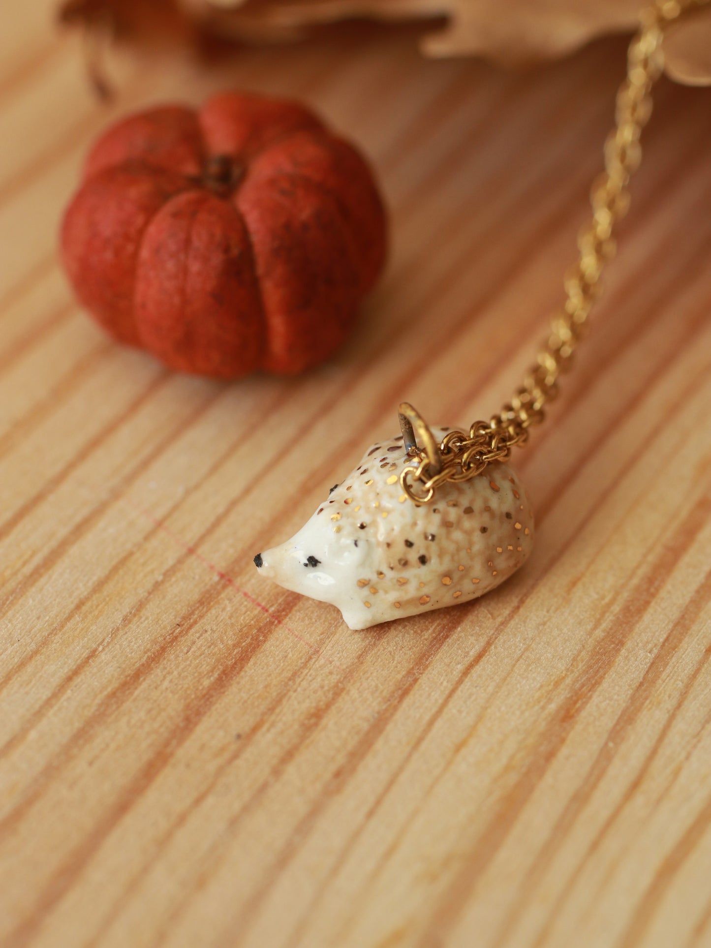 Hedgehog necklace - 22k gold details