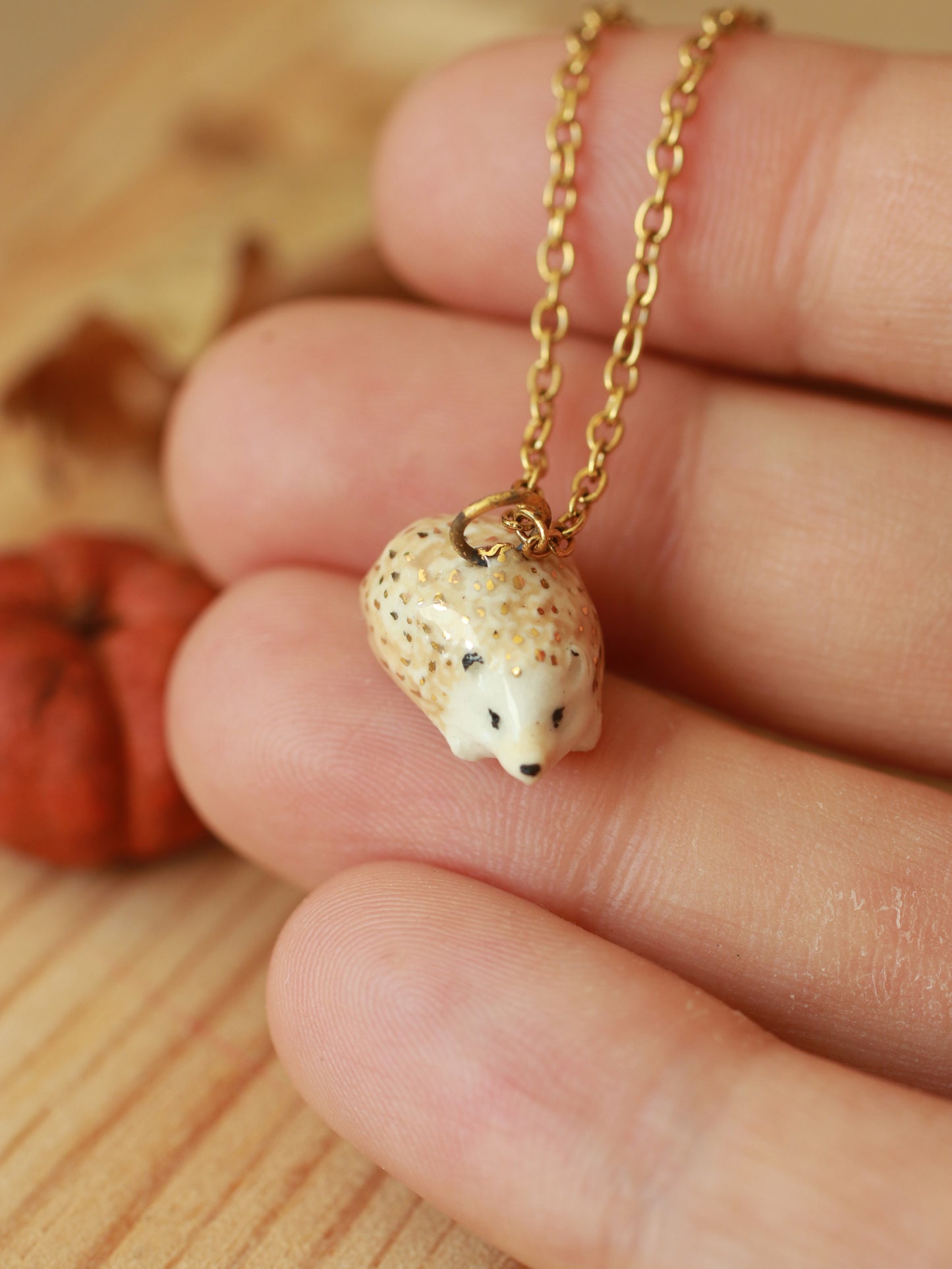 Hedgehog necklace - 22k gold details