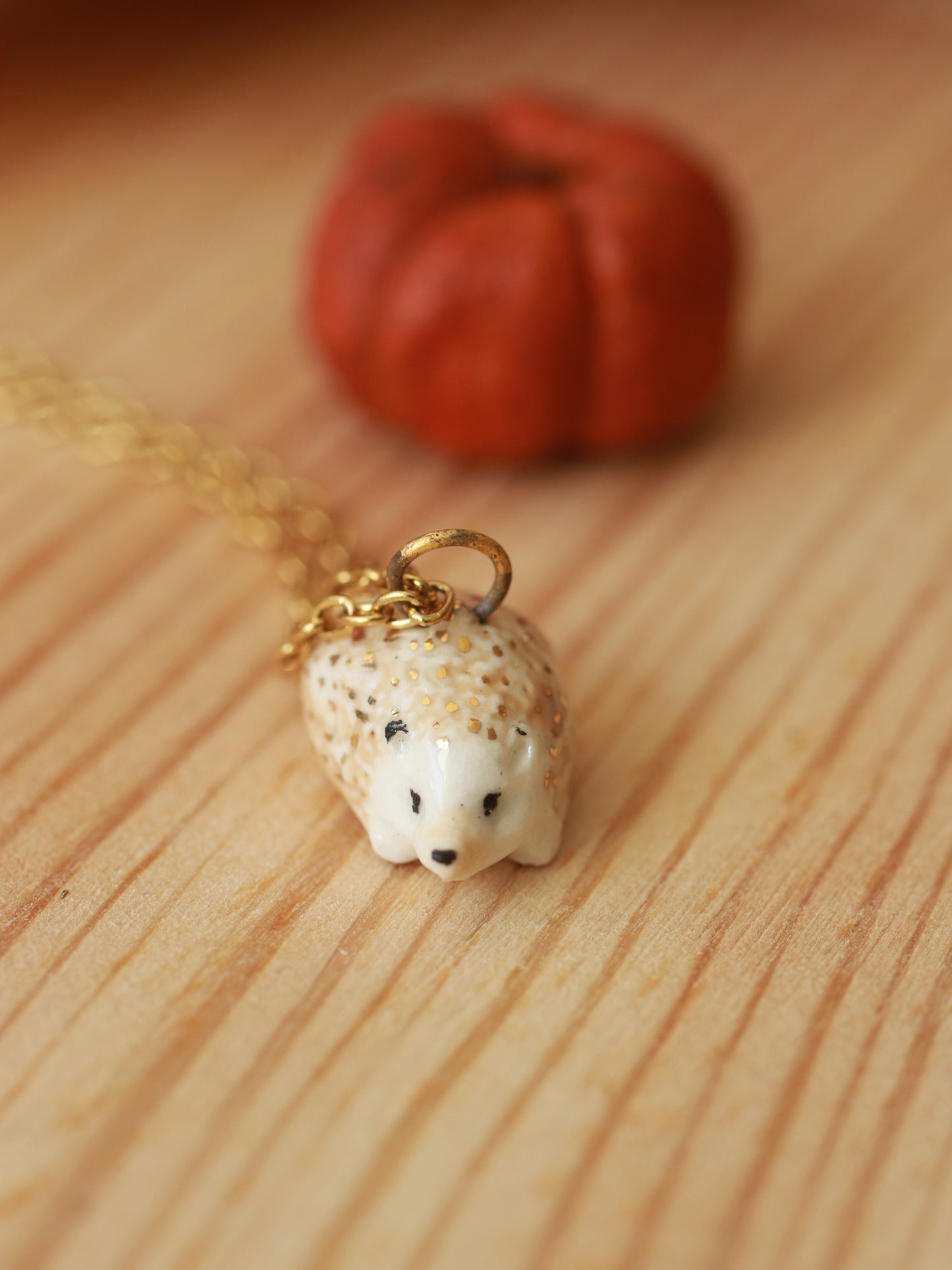 Hedgehog necklace - 22k gold details