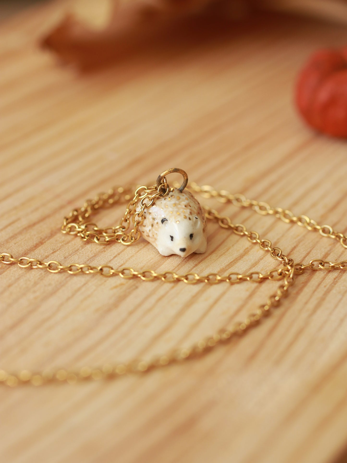 Hedgehog necklace - 22k gold details