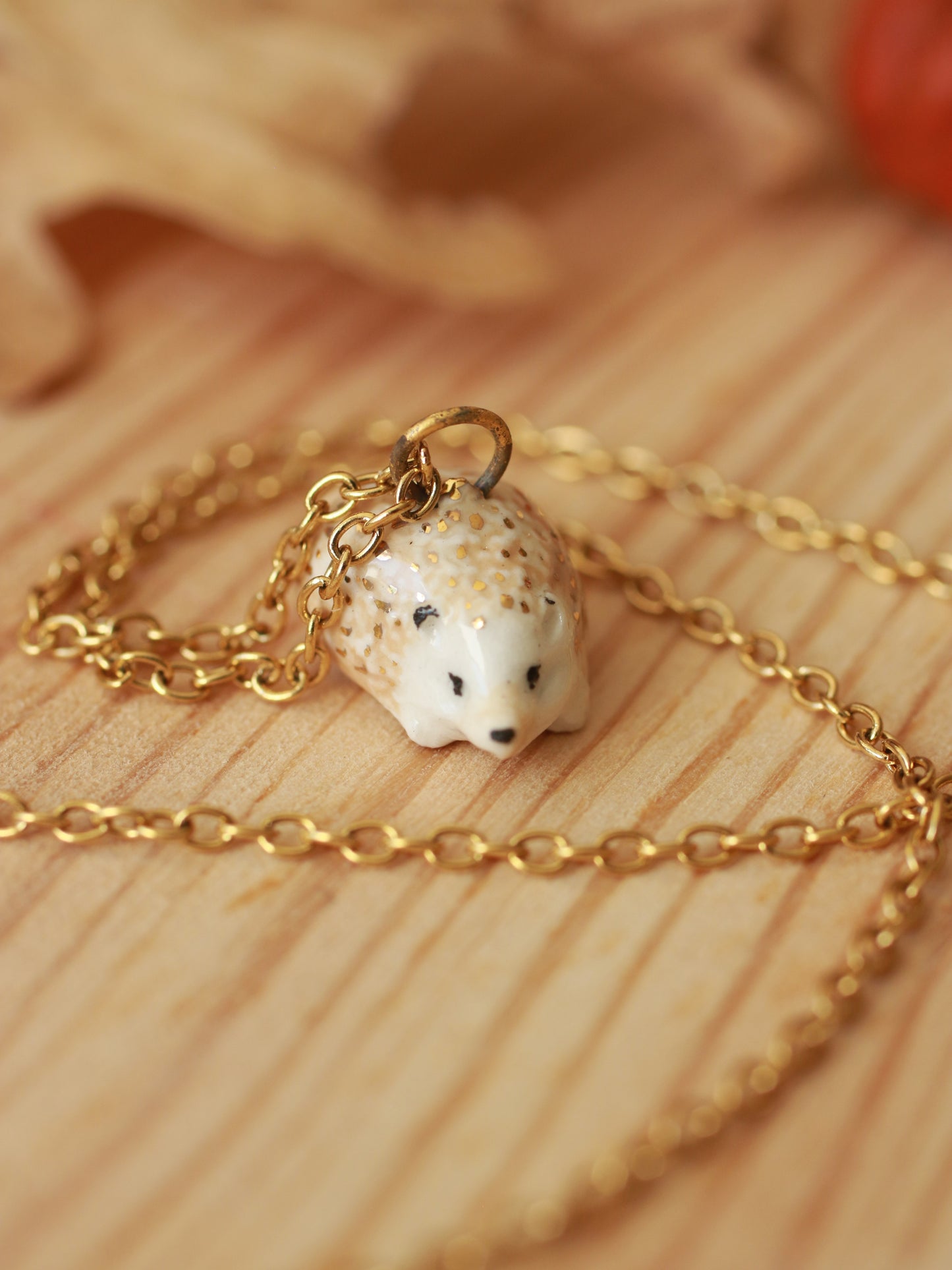 Hedgehog necklace - 22k gold details