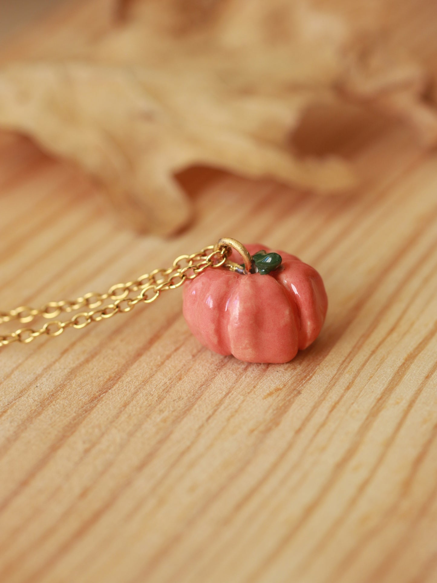 Ceramic pumpkin necklace