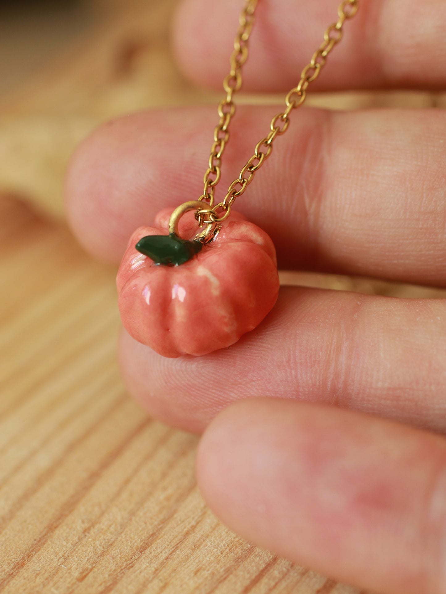 Ceramic pumpkin necklace