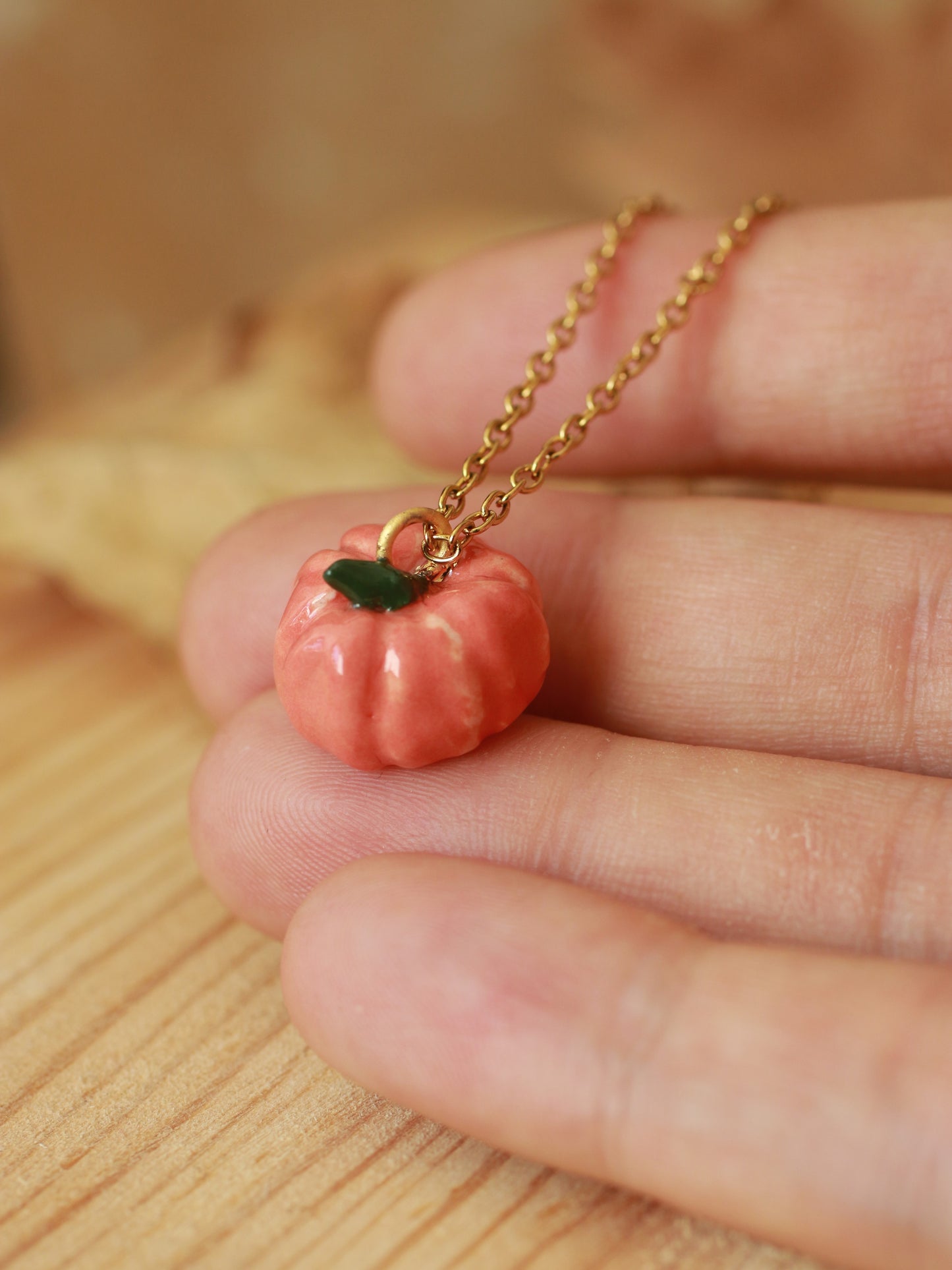 Ceramic pumpkin necklace