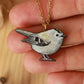 Goldcrest necklace - wooden bird pendant