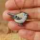 Goldcrest necklace - wooden bird pendant