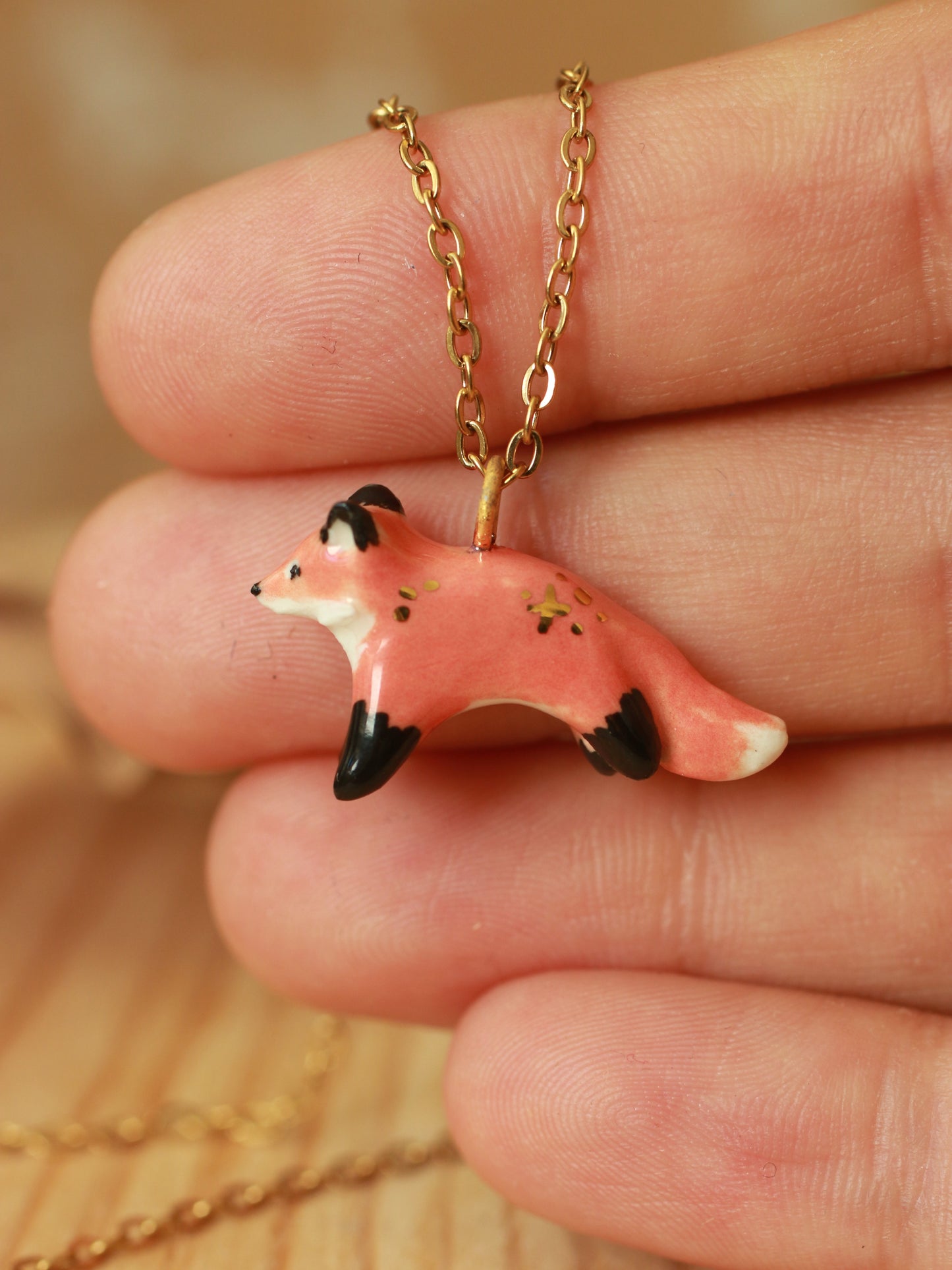 Fox necklace - 22k gold details