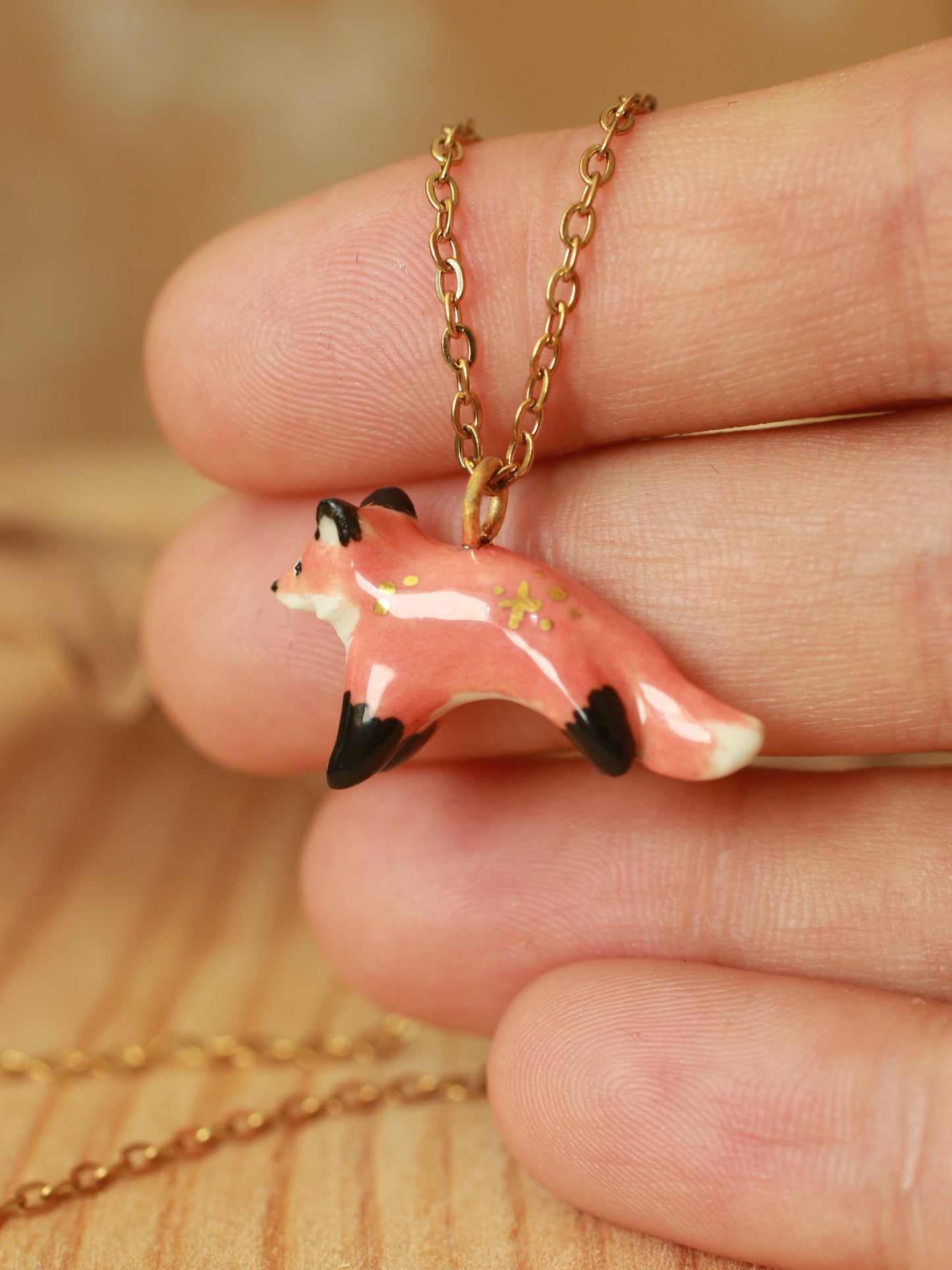 Fox necklace - 22k gold details