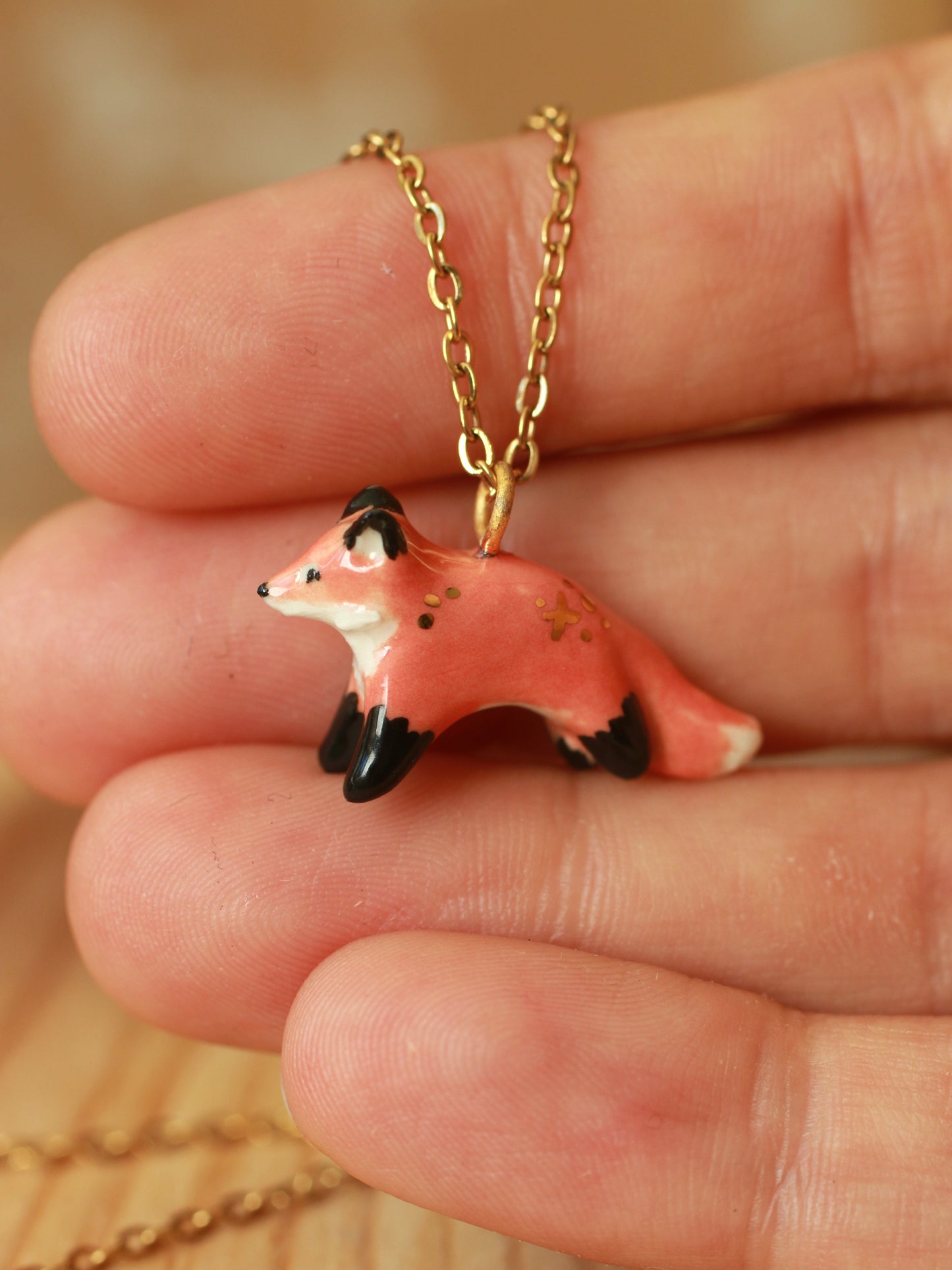 Fox necklace - 22k gold details